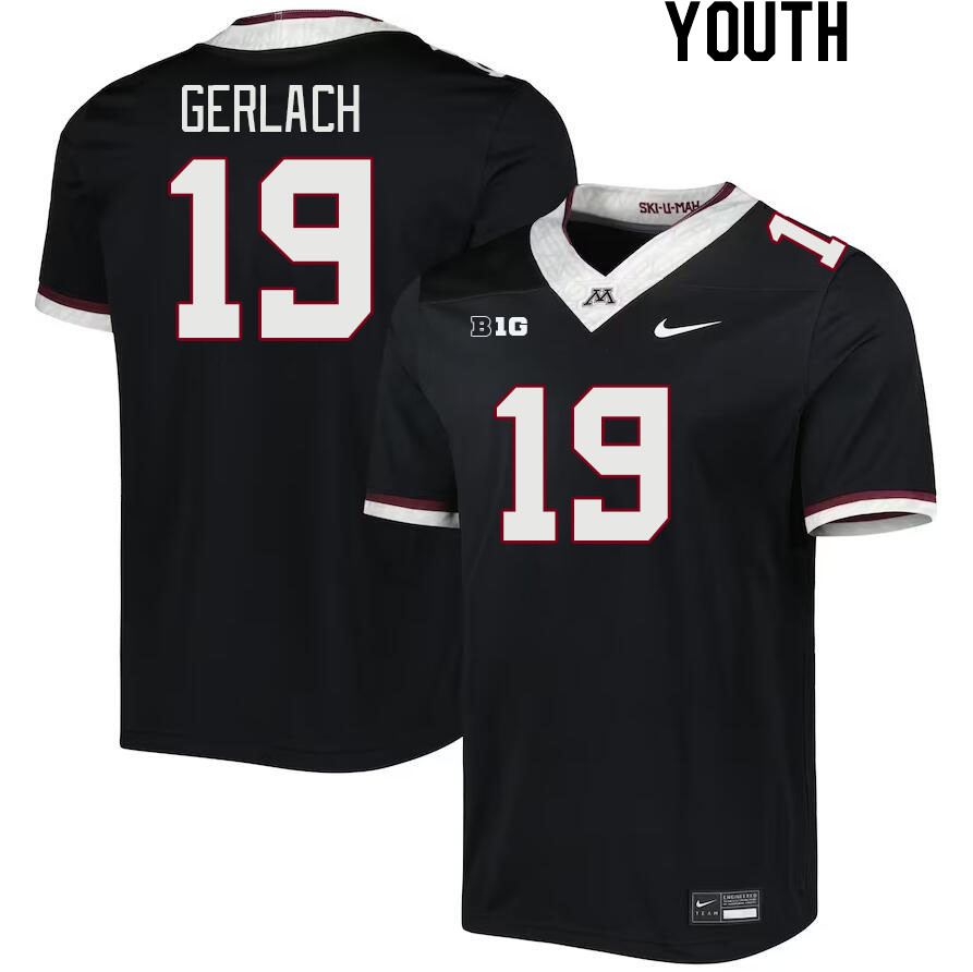 Youth #19 Joey Gerlach Minnesota Golden Gophers College Football Jerseys Stitched-Black - Click Image to Close